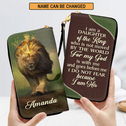 Lion I Am A Daughter Of The King Inspirational Gifts For Women Clutch Purse For Women - Personalized Name - Christian Gifts For Women