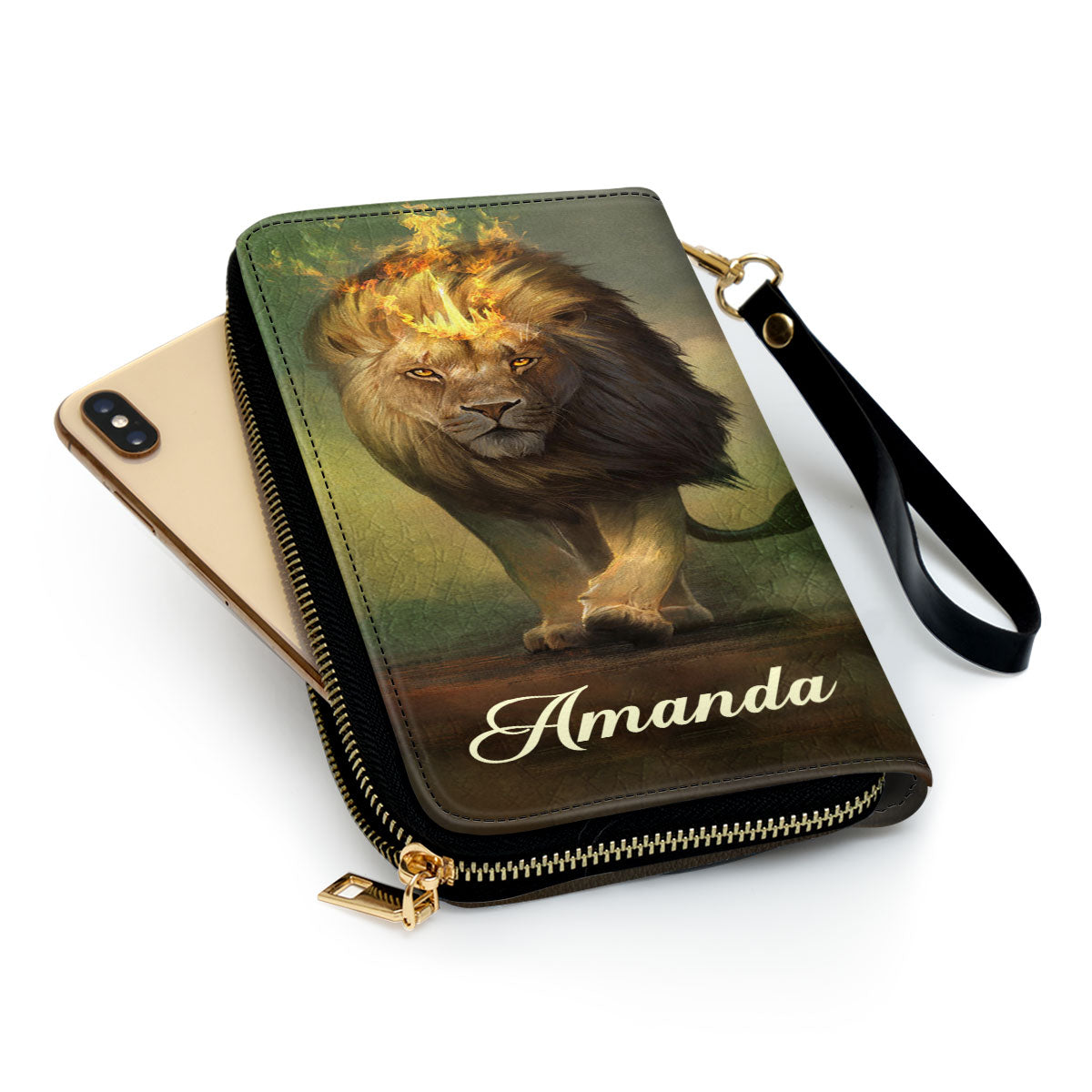 Lion I Am A Daughter Of The King Inspirational Gifts For Women Clutch Purse For Women - Personalized Name - Christian Gifts For Women