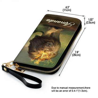 Lion I Am A Daughter Of The King Inspirational Gifts For Women Clutch Purse For Women - Personalized Name - Christian Gifts For Women