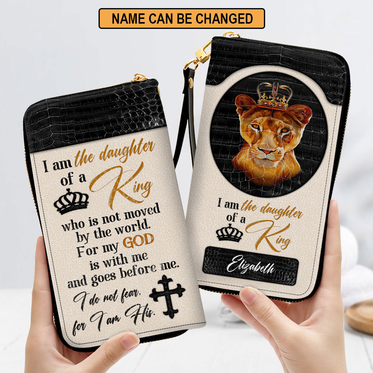 Lion I Am The Daughter Of A King Gifts For Religious Women Clutch Purse For Women - Personalized Name - Christian Gifts For Women