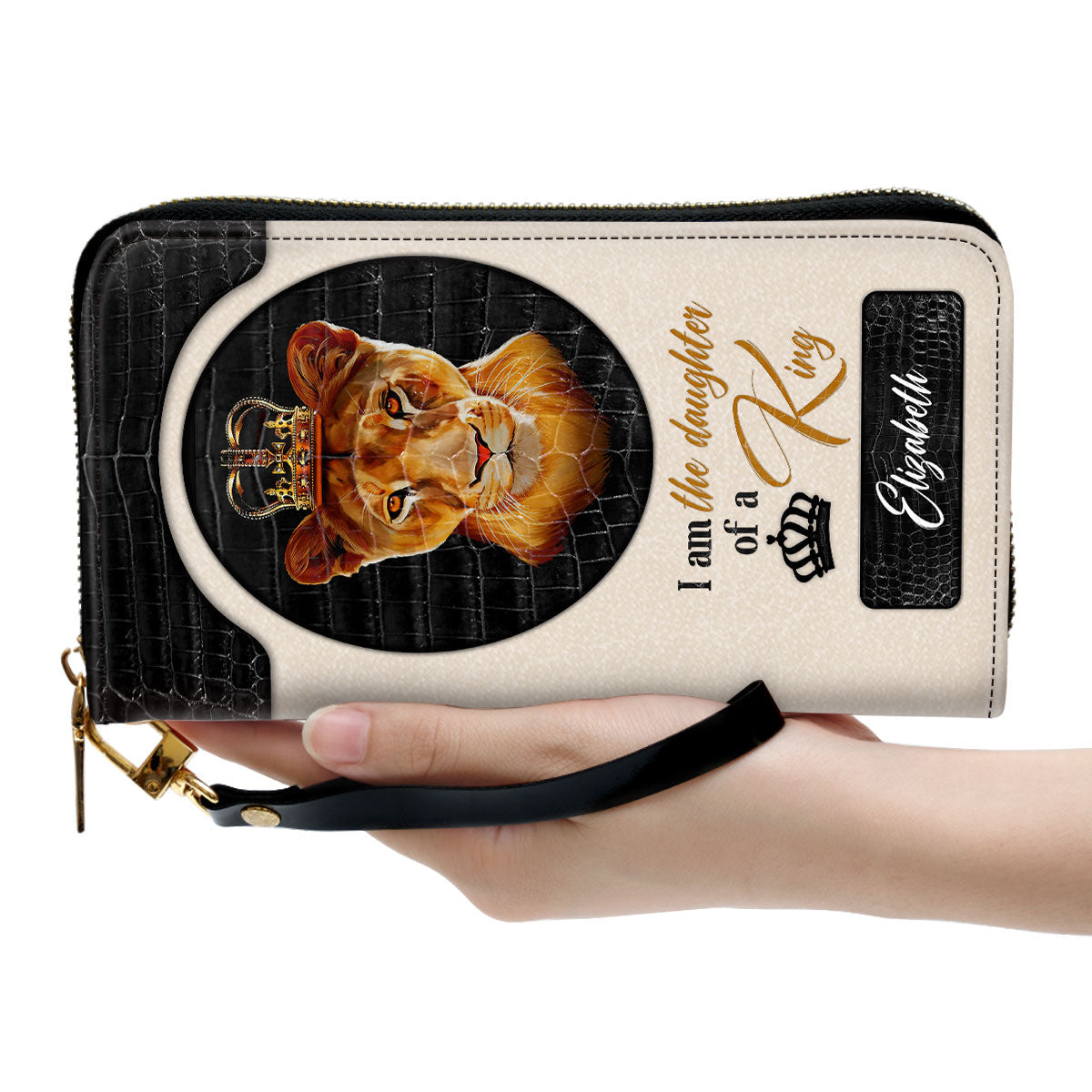 Lion I Am The Daughter Of A King Gifts For Religious Women Clutch Purse For Women - Personalized Name - Christian Gifts For Women