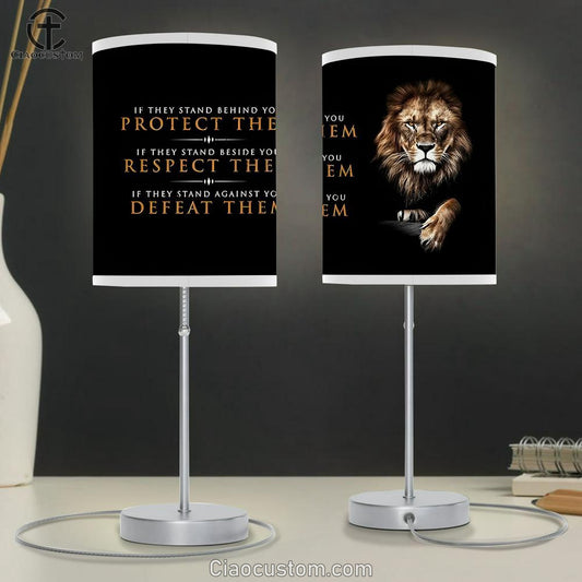 Lion If They Stand Behind You, Protect Them Table Lamp Art - Lion Table Lamp Room Decor