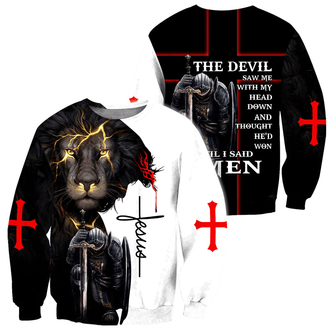 Lion Jesus And Knight Templar Jesus - Christian Sweatshirt For Women & Men