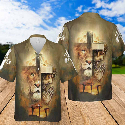 Lion Jesus Faith Hawaiian Shirt - Christian Hawaiian Shirts For Women Men