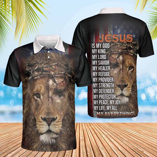 Lion Jesus Is My Everything Polo Shirts - Christian Shirt For Men And Women