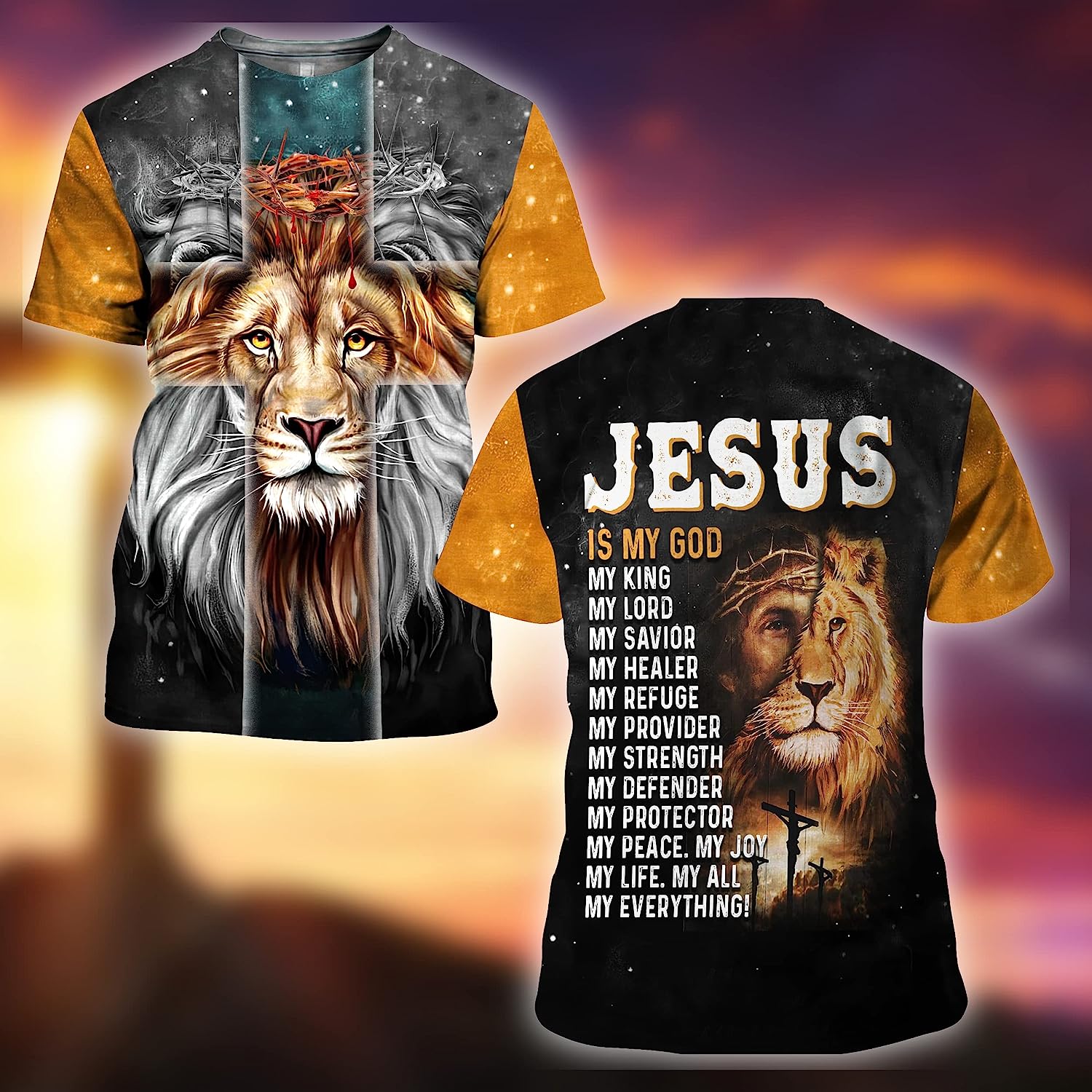 Lion Jesus Is My God My King All Over Printed 3D T Shirt - Christian Shirts for Men Women