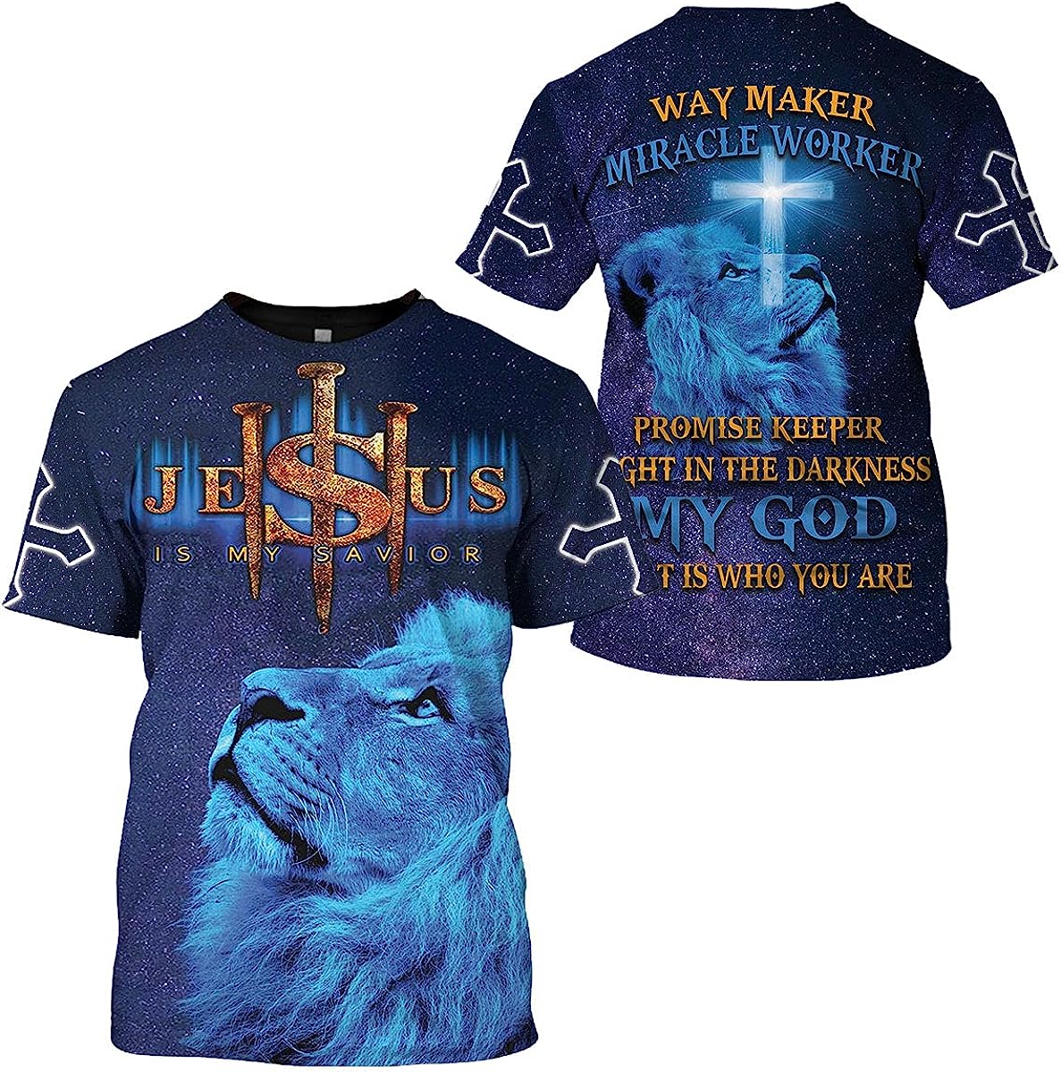Lion Jesus Is My Savior Way Maker All Over Printed 3D T Shirt - Christian Shirts for Men Women