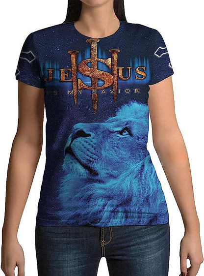 Lion Jesus Is My Savior Way Maker All Over Printed 3D T Shirt - Christian Shirts for Men Women