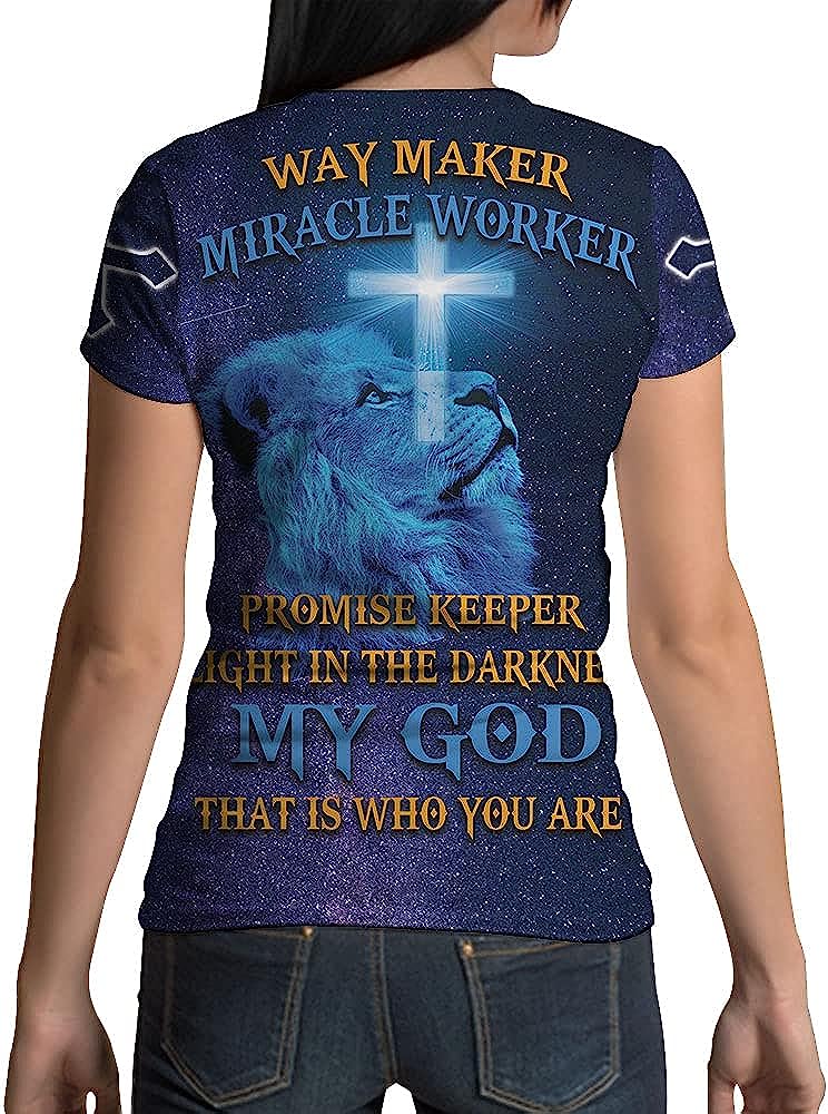 Lion Jesus Is My Savior Way Maker All Over Printed 3D T Shirt - Christian Shirts for Men Women
