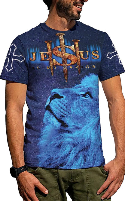 Lion Jesus Is My Savior Way Maker All Over Printed 3D T Shirt - Christian Shirts for Men Women