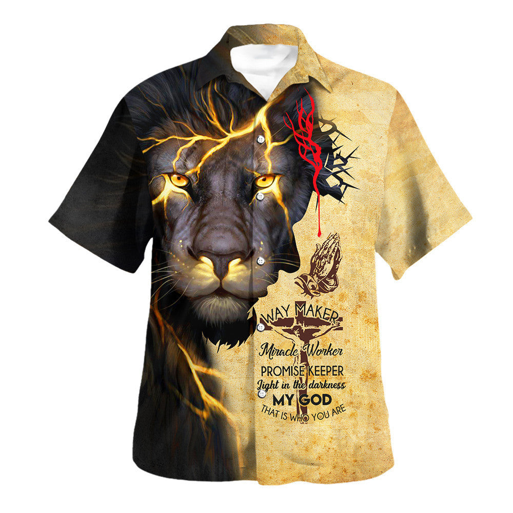 Lion Jesus Way Maker Miracle Worker Hawaiian Shirt - Christian Hawaiian Shirt - Religious Hawaiian Shirts