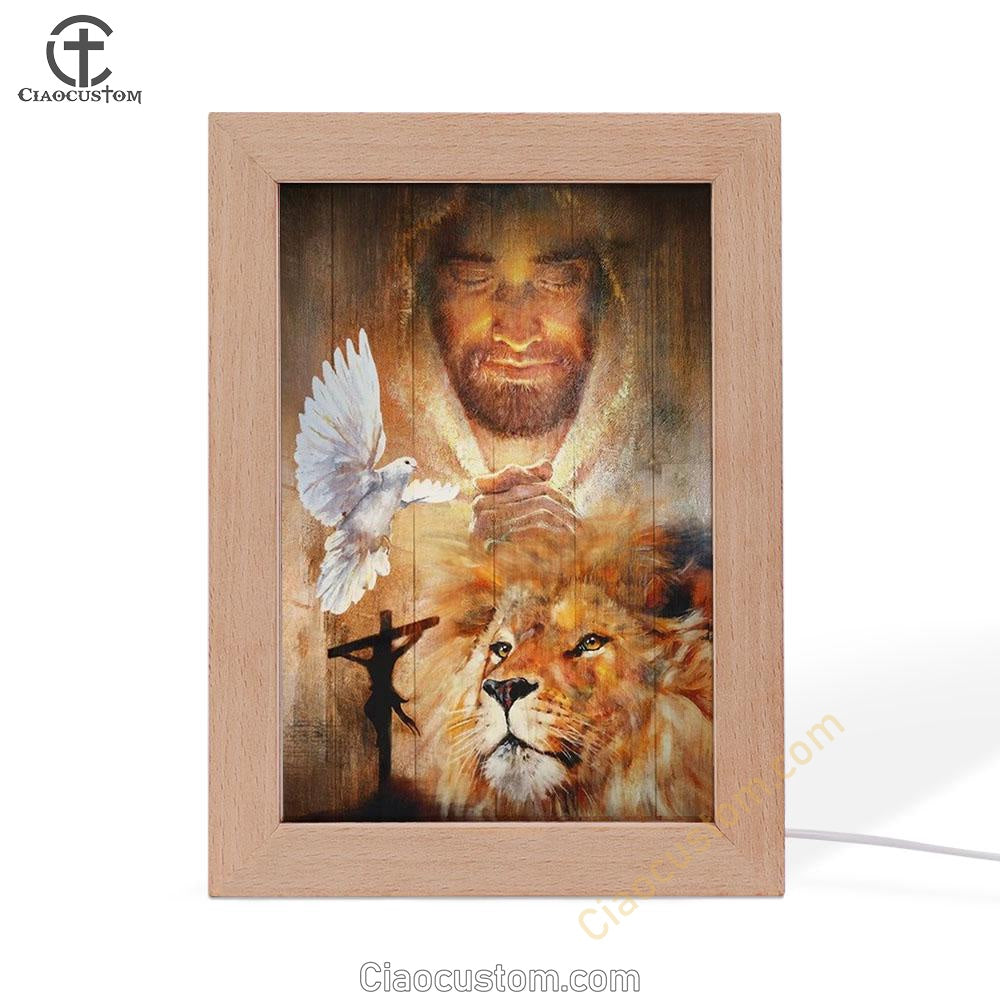 Lion King, Dove, Jesus Painting, Pray For Healing Frame Lamp