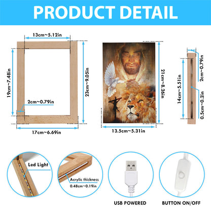 Lion King, Dove, Jesus Painting, Pray For Healing Frame Lamp