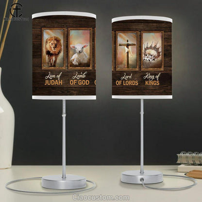 Lion King Lamb Of God Crown Of Thorn Table Lamp Art - Bible Verse Lamp Art - Room Decor Christian