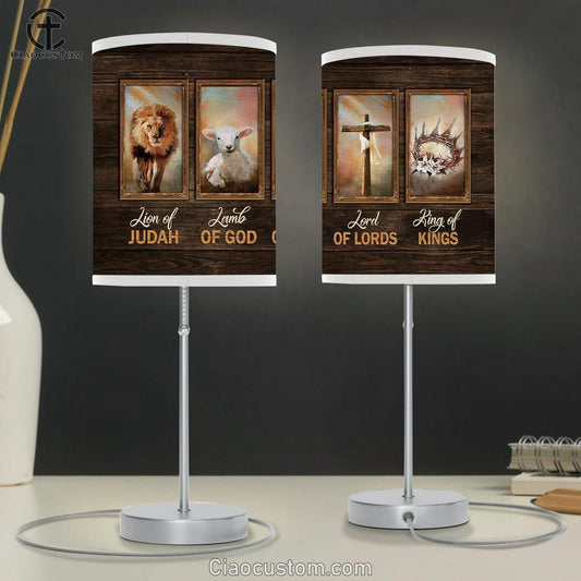 Lion King Lamb Of God Crown Of Thorn Table Lamp Art - Bible Verse Lamp Art - Room Decor Christian