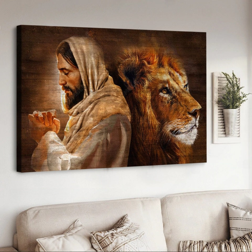 Lion King Of Kings Pray For Healing Jesus Canvas Wall Art - Jesus Canv ...
