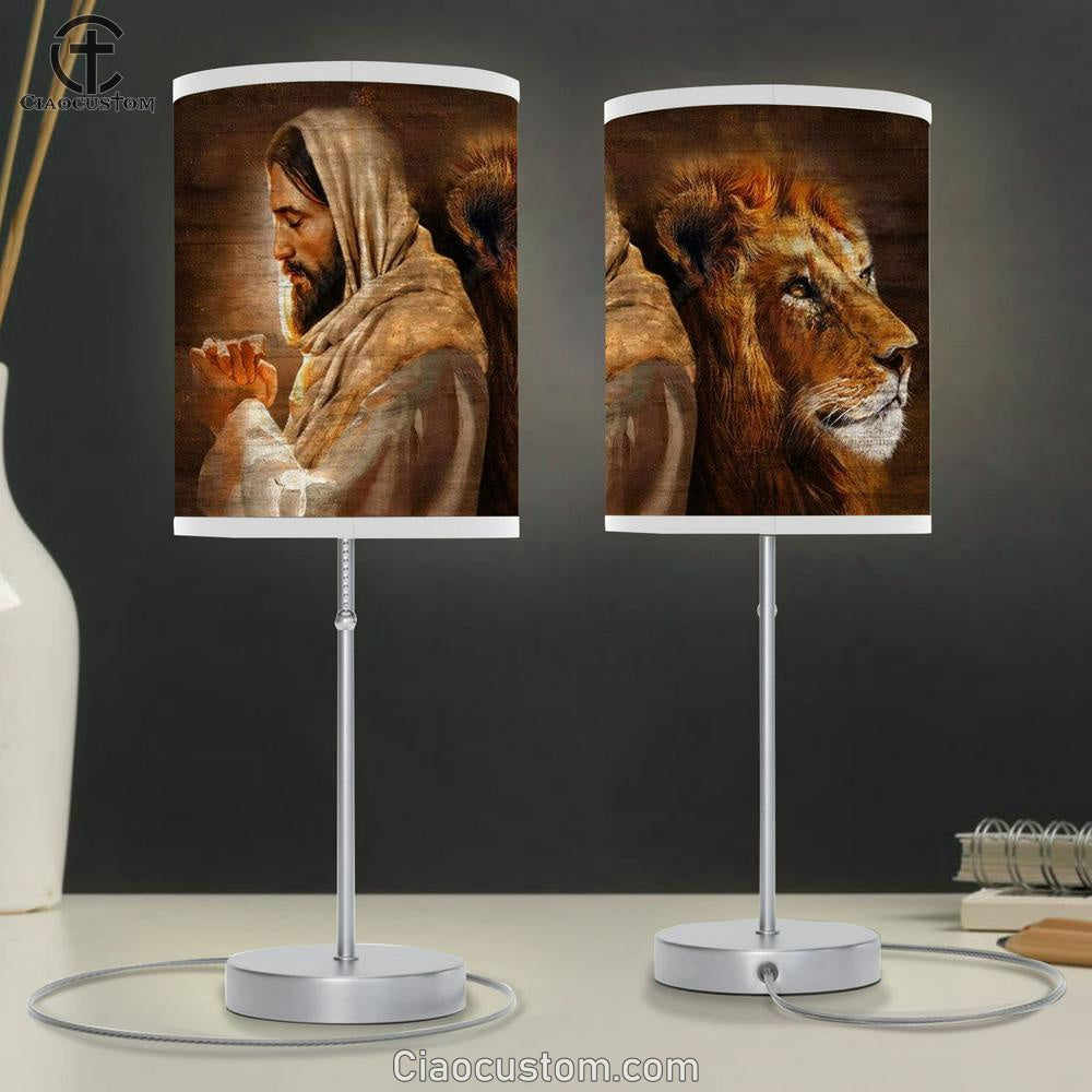 Lion King Of Kings Pray For Healing Jesus Table Lamp
