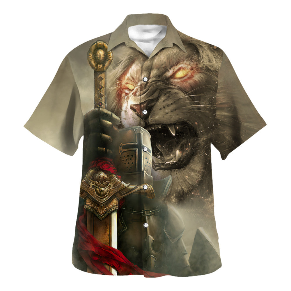 Lion Knight Of The Temple Hawaiian Shirt - Christian Hawaiian Shirt - Religious Hawaiian Shirts