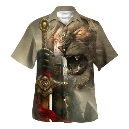 Lion Knight Of The Temple Hawaiian Shirt - Christian Hawaiian Shirt - Religious Hawaiian Shirts