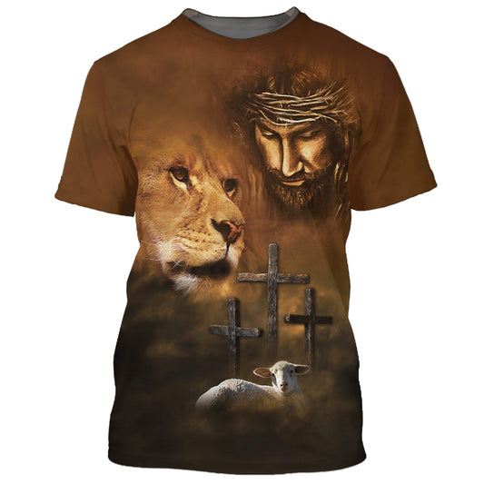 Lion Lamb Jesus 3D All Over Printed Shirt for Men and Women