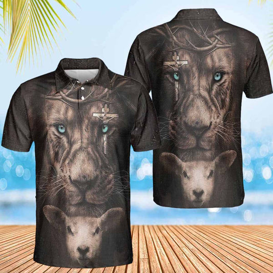 Lion Lamb Of God Jesus Polo Shirts - Christian Shirt For Men And Women