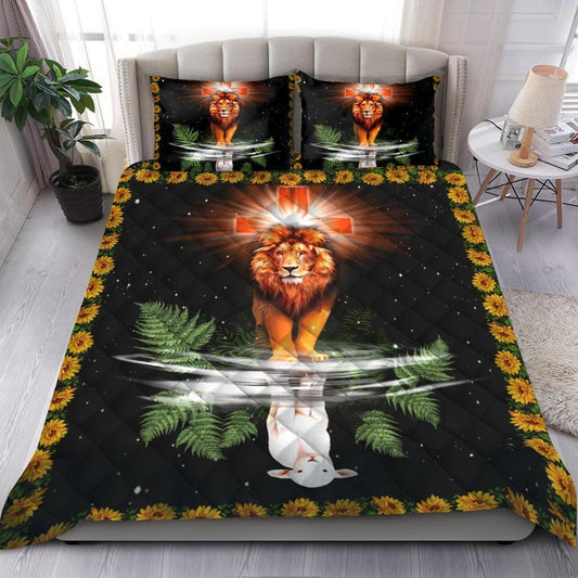 Lion Lamp Jesus Quilt Bedding Set - Christian Bedding Sets