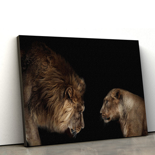 Lion Lioness Tempered Glass Or Canvas - Canvas Picture - Jesus Canvas Pictures - Christian Wall Art