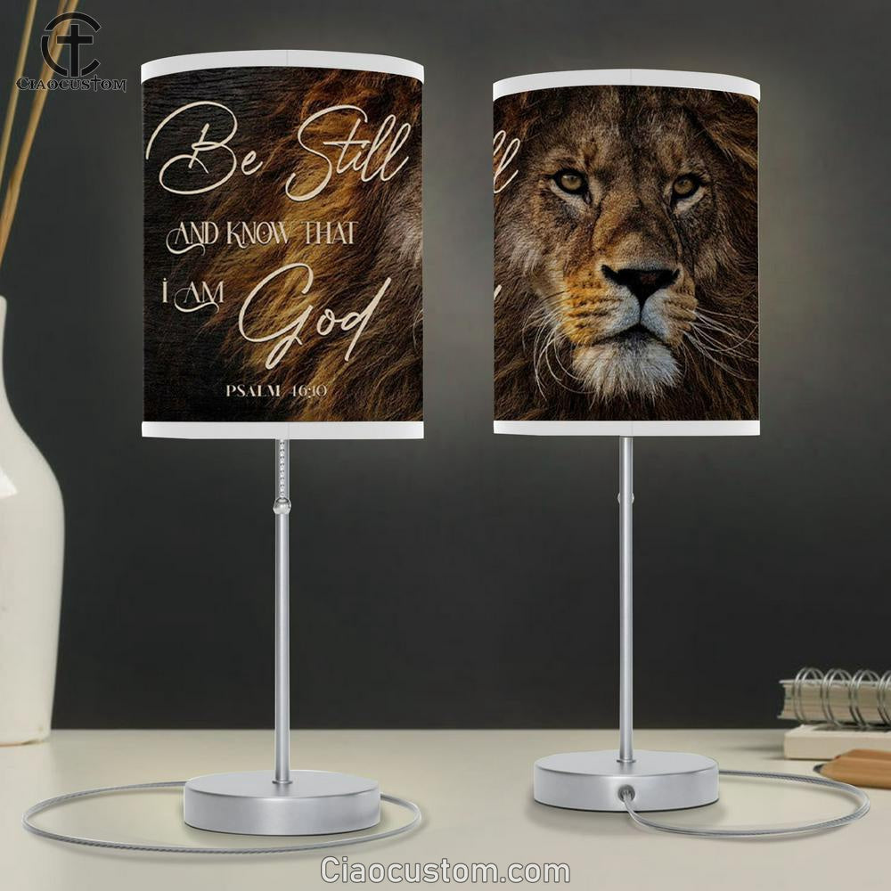Lion Of Judah - Be Still And Know That I Am God Table Lamp For Bedroom - Christian Room Decor