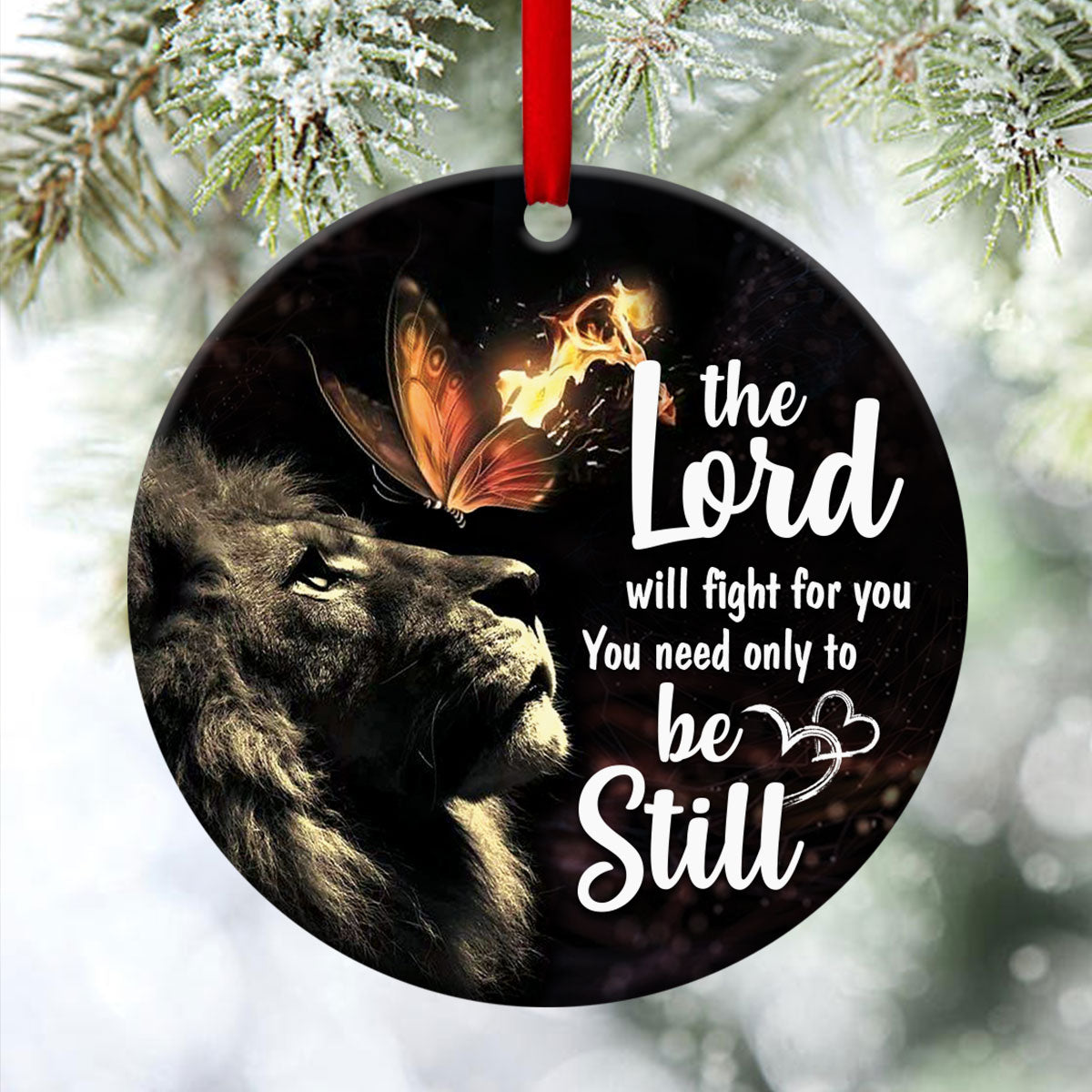Lion Of Judah - Unique Christian Ceramic Circle Ornament - Christmas Decor - Funny Ornament