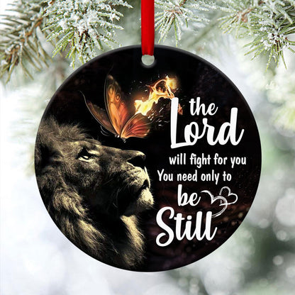 Lion Of Judah - Unique Christian Ceramic Circle Ornament - Christmas Decor - Funny Ornament