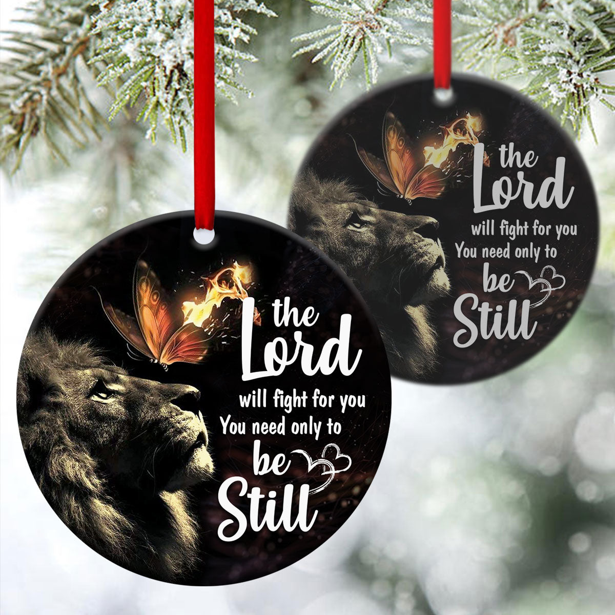 Lion Of Judah - Unique Christian Ceramic Circle Ornament - Christmas Decor - Funny Ornament