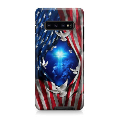 Lion Of Judah American Flag Of Faith Phone Case - Scripture Phone Cases - Iphone Cases Christian
