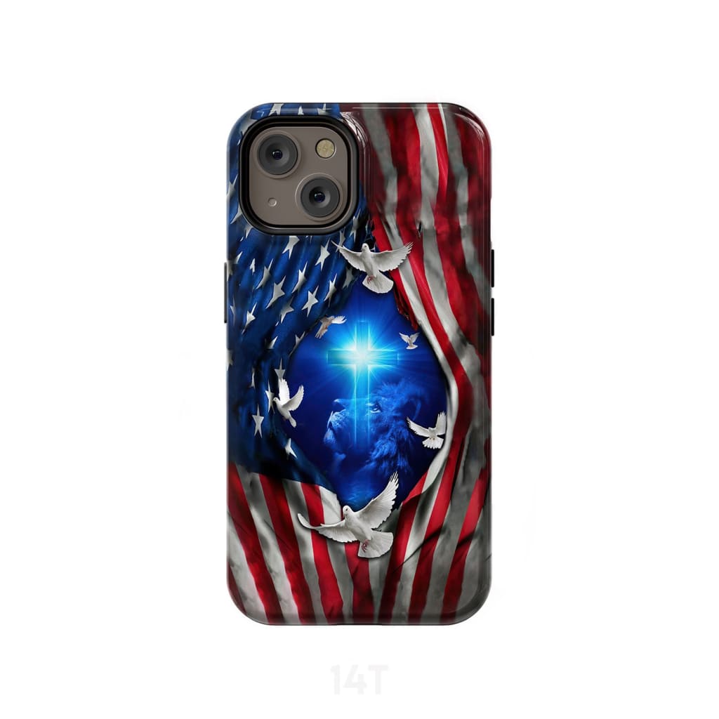 Lion Of Judah American Flag Of Faith Phone Case - Scripture Phone Cases - Iphone Cases Christian