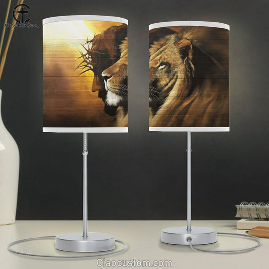 Lion Of Judah And Jesus Large Table Lamp - Christian Table Lamp Prints - Religious Table Lamp Art