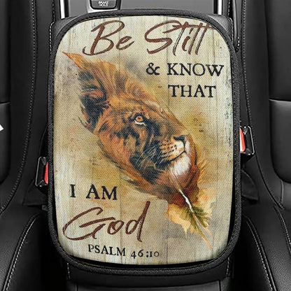 Lion Of Judah, Awesome Leaf, Be Still And Know That I Am God Car Center Console Cover, Christian Armrest Seat Cover, Bible Seat Box Cover