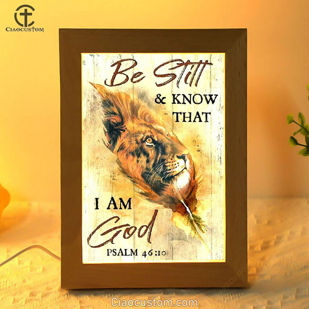 Lion Of Judah, Awesome Leaf, Be Still And Know That I Am God Frame Lamp