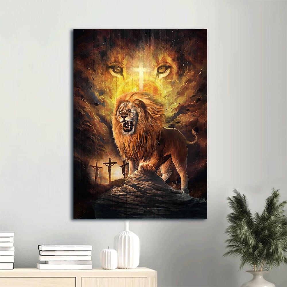Lion Of Judah Canvas Wall Art - Powerful Lion Portrait Canvas - Gift For Christian
