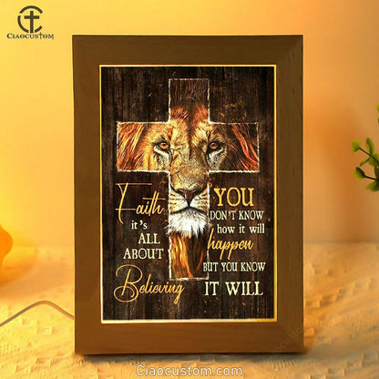 Lion Of Judah Cross Symbol You Don't Know How It Will Happen Frame Lamp