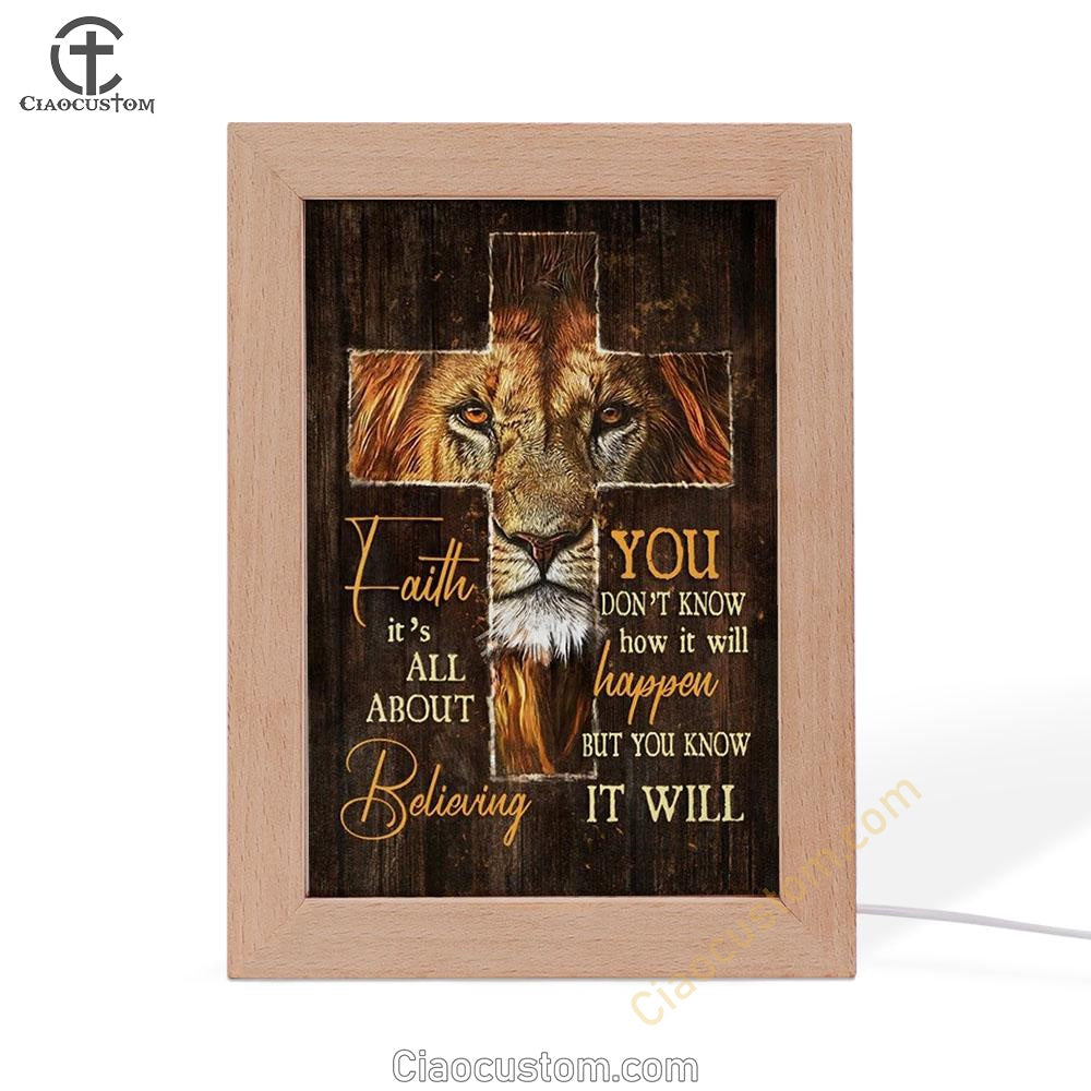 Lion Of Judah Cross Symbol You Don't Know How It Will Happen Frame Lamp