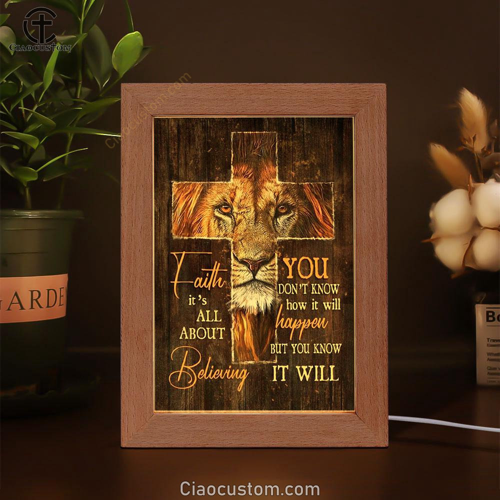 Lion Of Judah Cross Symbol You Don't Know How It Will Happen Frame Lamp