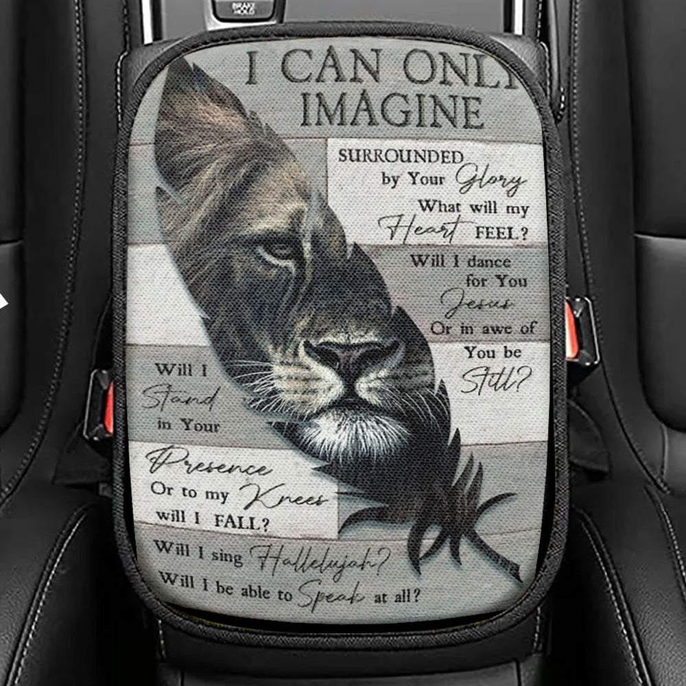 Lion Of Judah Feather I Can Only Imagine Car Center Console Cover, Christian Armrest Seat Cover, Bible Seat Box Cover