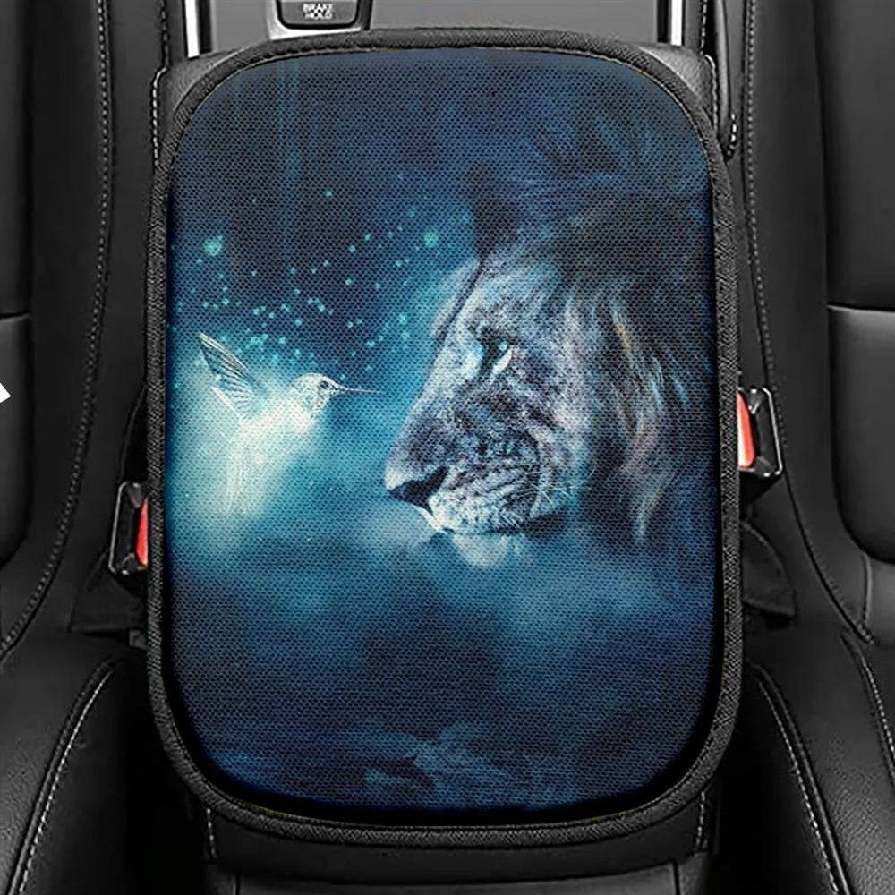 Lion Of Judah Hummingbird Night Light Car Center Console Cover, Christian Armrest Seat Cover, Bible Seat Box Cover