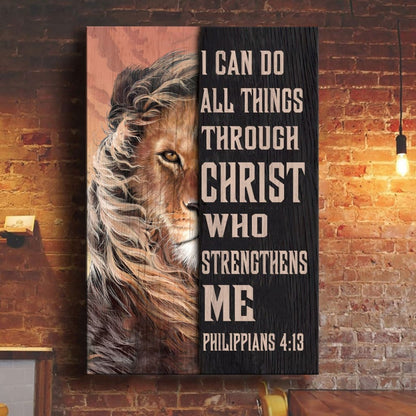 Lion Of Judah I Can Do All Things Through Christ Canvas Art - Bible Verse Canvas - Scripture Wall Art