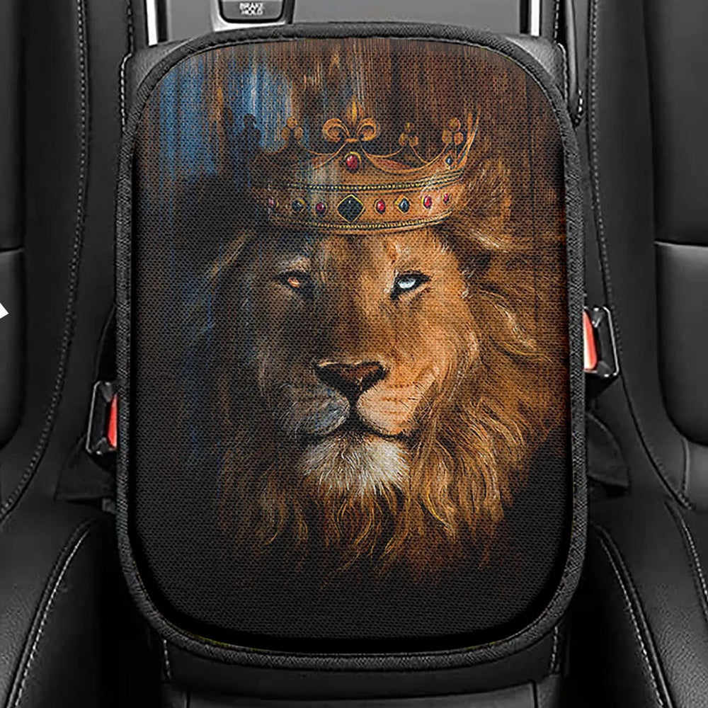 Lion Of Judah I Can Do All Things Through Christ Seat Box Cover, Bible Verse Car Center Console Cover, Scripture Car Interior Accessories