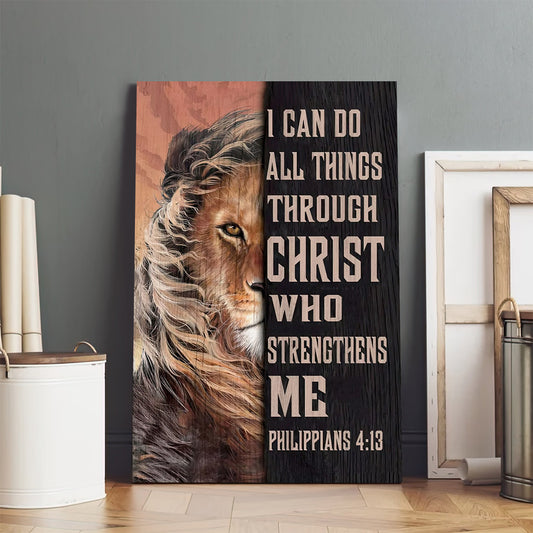Lion Of Judah I Can Do All Things Through Christ Wall Art Canvas Christian - Religious Posters