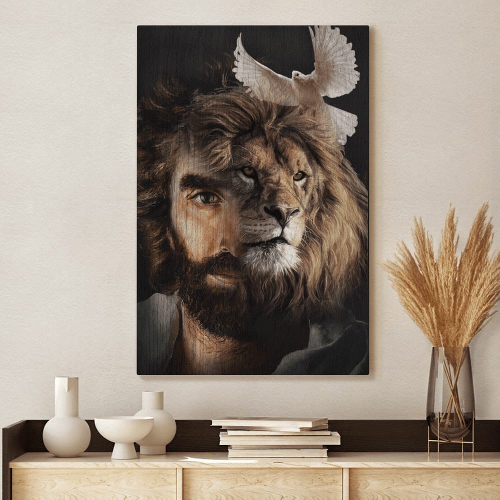Lion Of Judah Jesus Painting Lion And The Dove Canvas Wall Art - Christian Wall Posters - Religious Wall Decor
