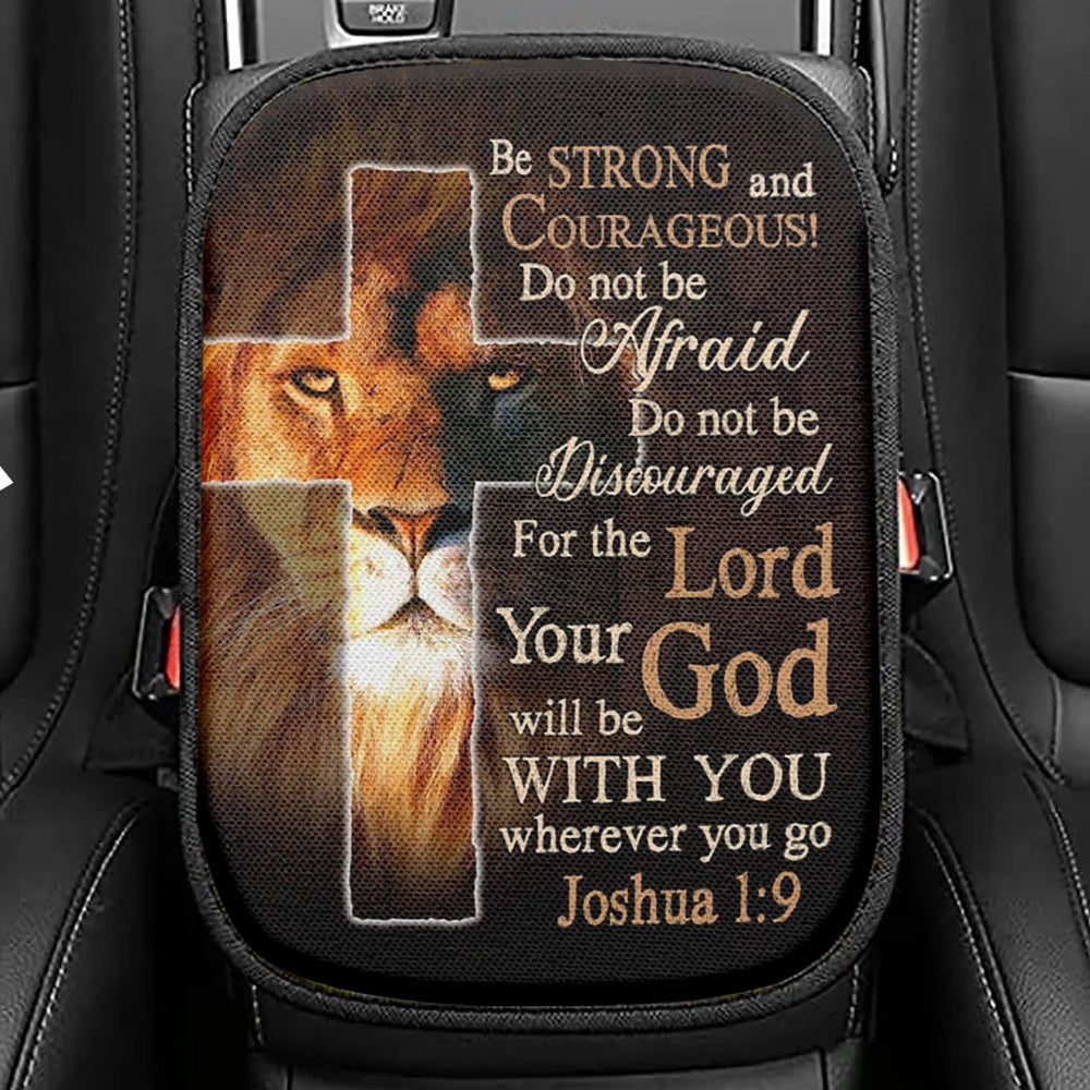 Lion Of Judah Knight Of God Seat Box Cover, Lion Car Center Console Cover, Christian Car Interior Accessories