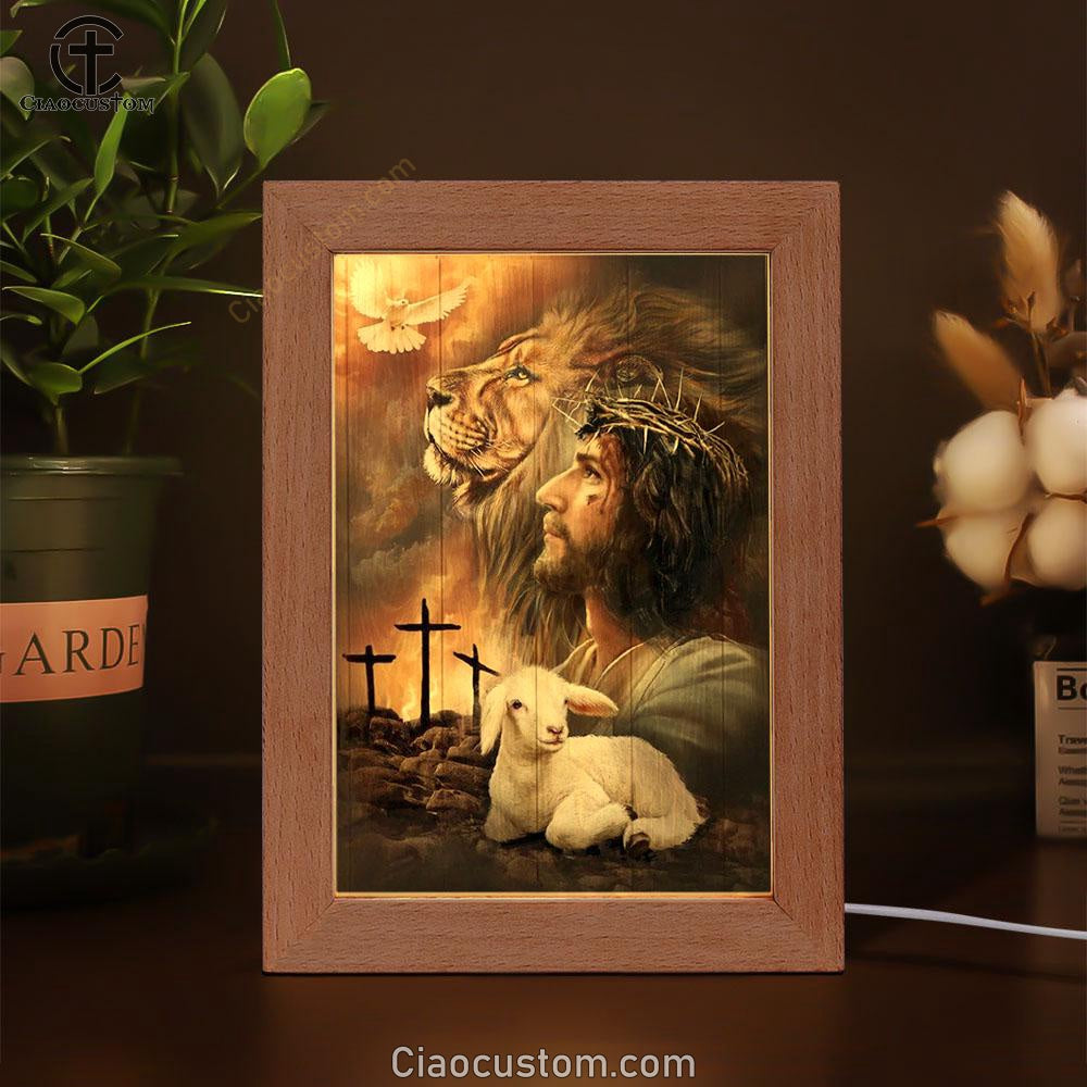 Lion Of Judah, Lamb Of God, Dove Of Peace, Beautiful Aspects Of God Frame Lamp