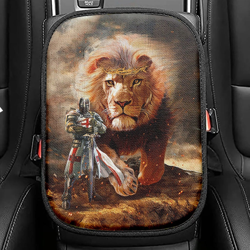 Lion Of Judah Lamb Of God Dove Seat Box Cover, Lion Car Center Console Cover, Christian Car Interior Accessories