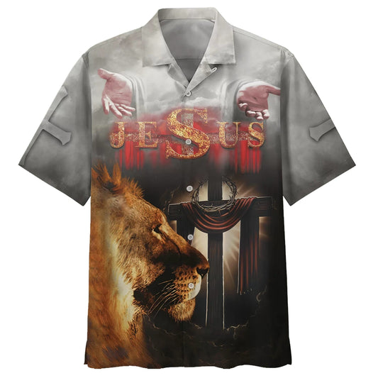 Lion Of Judah Lord God Christians Faith Bible Cross Hawaiian Shirts - Christian Hawaiian Shirt - Hawaiian Shirts For Men